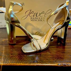 Gold heel sandals!  Light and sheer for a lovely look.